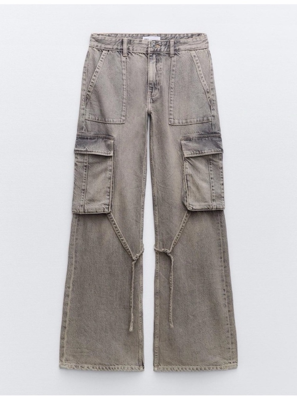 Zara Wide Leg Cargo Jeans in Washed Taupe (Women’s)